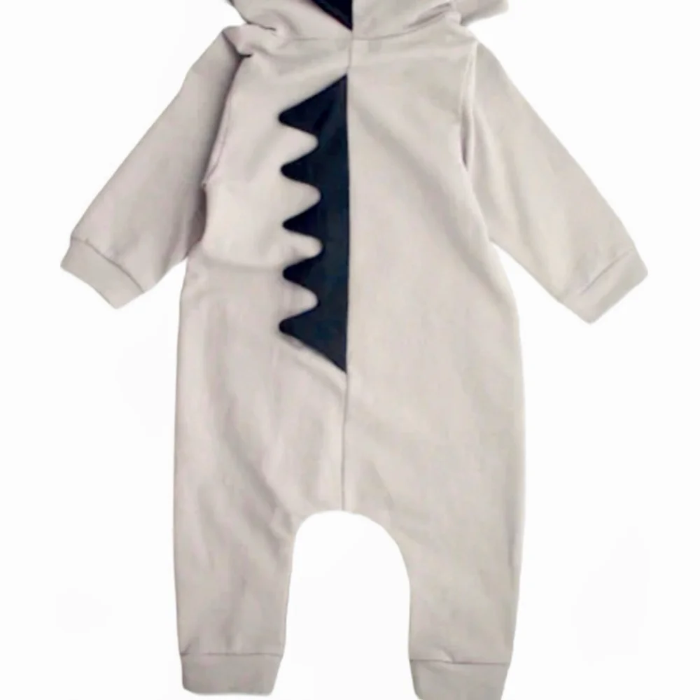 Peninsula Baby Unisex 90 2T Dinosaur Costume Coverall Jumpsuit Full Zip Gray NWT